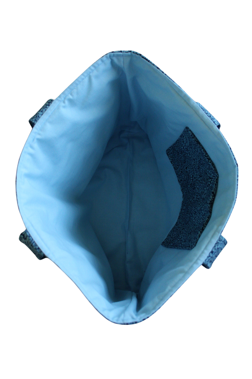 handmade cotton tote bag blue navy leaf