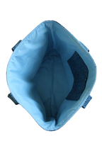 handmade cotton tote bag blue navy leaf