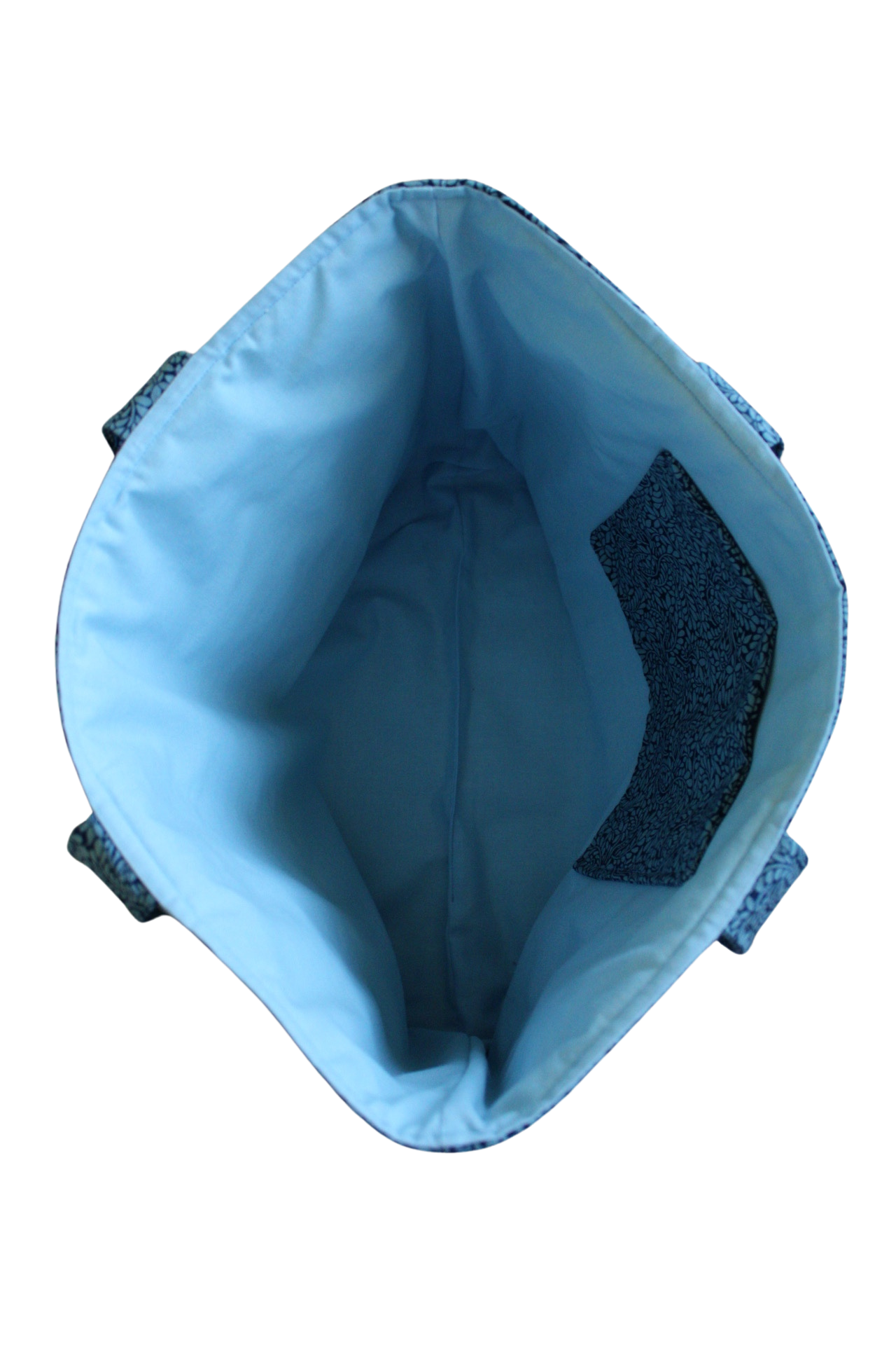 handmade cotton tote bag blue navy leaf
